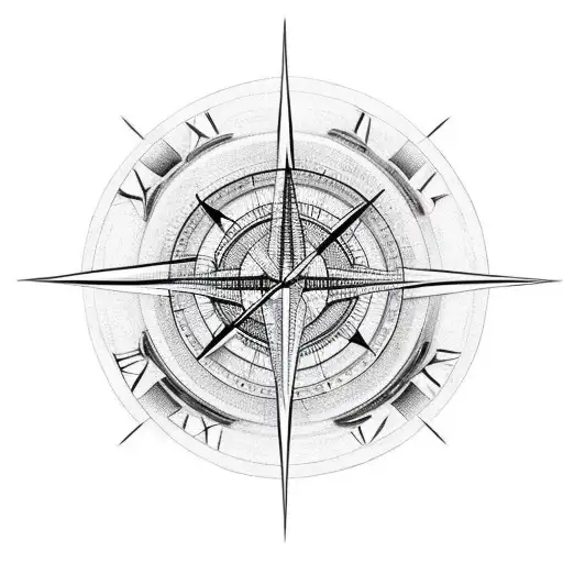 half compass with half clock with time of 07:22 3d tattoo tattoo design idea