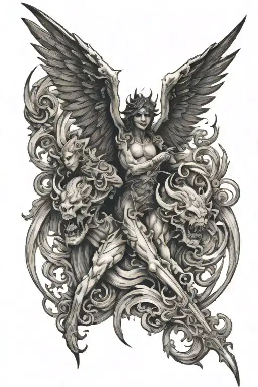 angels and demons dark tattoo design idea