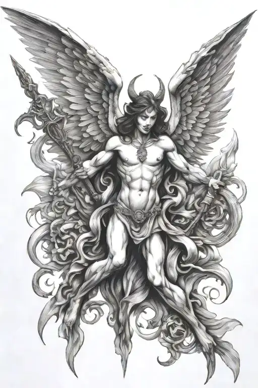 angels and demons dark tattoo design idea