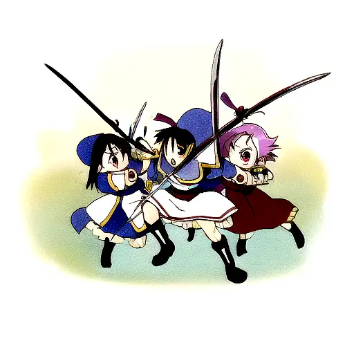 three musketeers with swords tattoo design idea