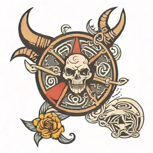 wind fan with rock horns   tattoo design idea
