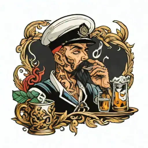 Drinking Sailor Zabul tattoo design idea