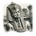 pharaoh with "heavy is the head that wears the crown" script through it  tattoo design idea