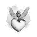 heart with flying wing tattoo design idea