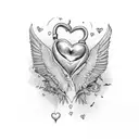 heart with flying wing tattoo design idea