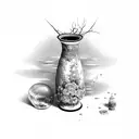 broken vase tattoo design idea