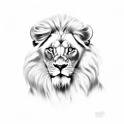 white lion with his cab and the name Thomas #20 tattoo design idea