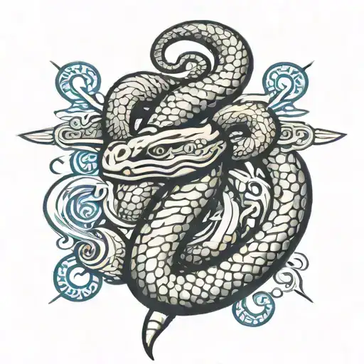 Strong and sturdy snake sword tattoo design idea