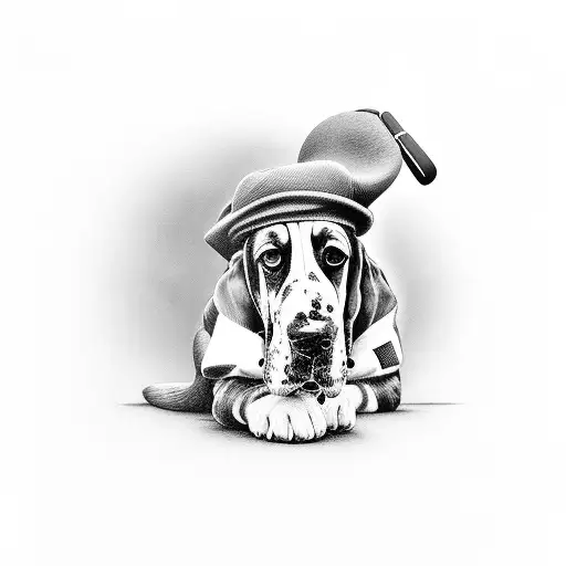 basset hound golfing tattoo design idea