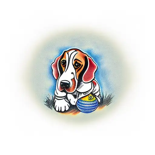 basset hound golfing tattoo design idea