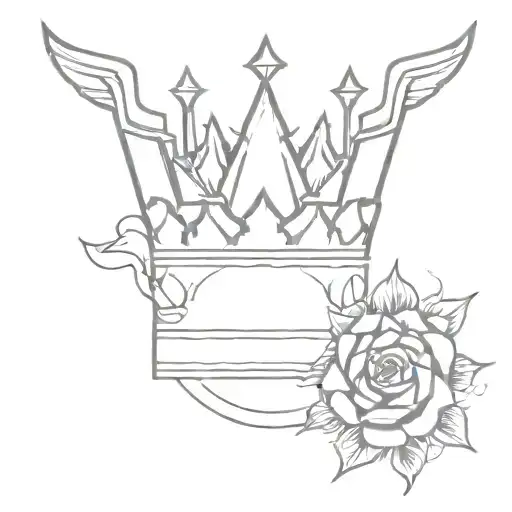 cross hawk crown tattoo design idea
