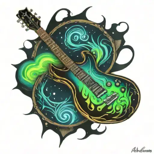 311 guitar aurora borealis merging tattoo design idea