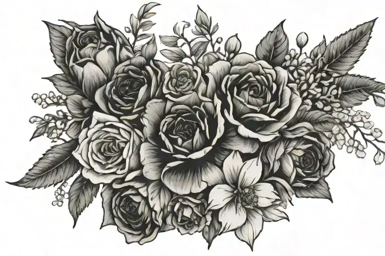 birth flower bouquet january april and may tattoo design idea