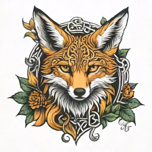 Celtic fox tattoo design idea