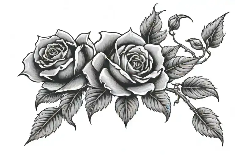 thunder and black roses growing tattoo design idea