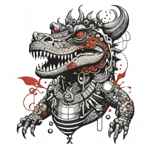 sobek egyptian crocodile god covered in jewellery   tattoo design idea