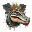 realistic sobek egyptian crocodile god covered in jewellery, central facing    tattoo design idea