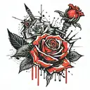 rose with dagger behind it tattoo design idea