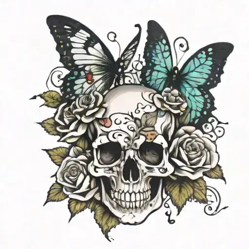 skull roses butterflies ghost concerts animals  tattoo design idea