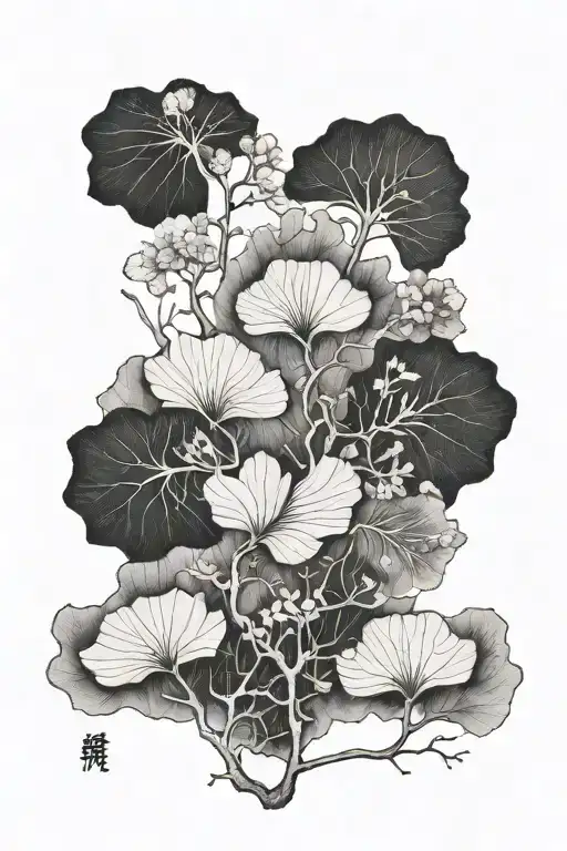 Abedul, Ginko and SUMINAGASHI tattoo design idea