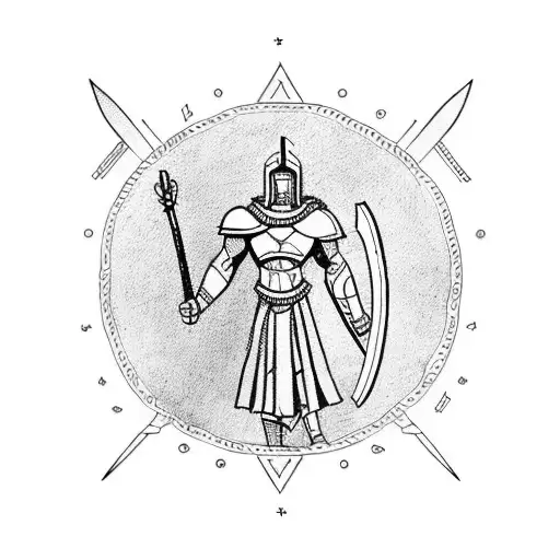spartan holding spear and shield. Stoicism. Masculinity  tattoo design idea