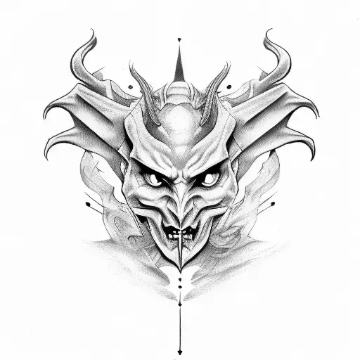 half demon half angel tattoo design idea