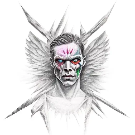 half demon half angel tattoo design idea