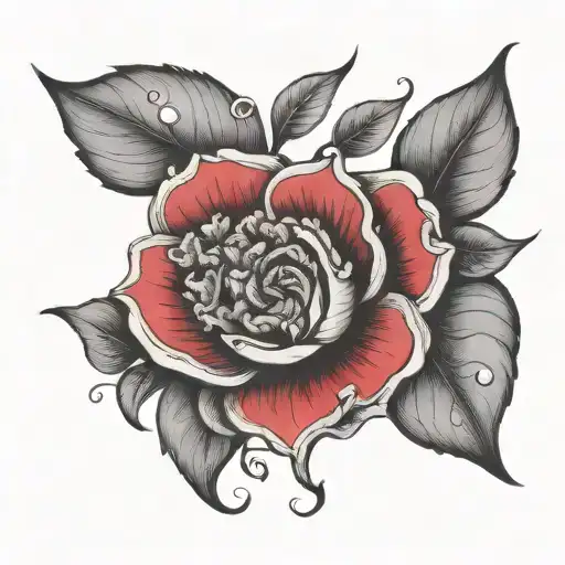 surreal swirly curvy vine with flowers tattoo design idea