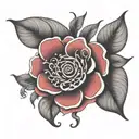 surreal swirly curvy vine with flowers tattoo design idea