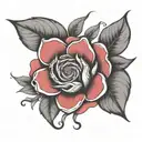 surreal swirly curvy vine with flowers tattoo design idea