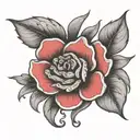 surreal swirly curvy vine with flowers tattoo design idea