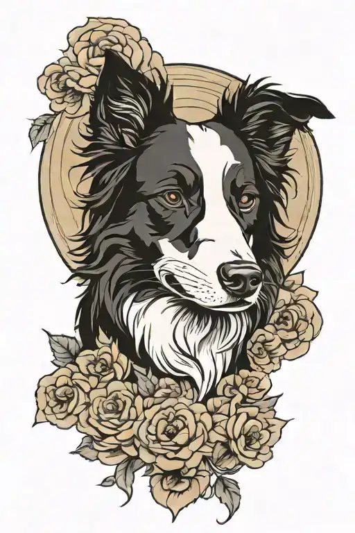 border collie inugami tattoo design idea