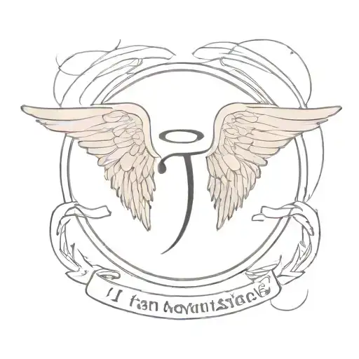angel wings, halo, name in middle "ikjot", text below "I am because u were"  tattoo design idea