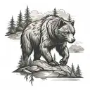bear forest wolf landscape tattoo design idea