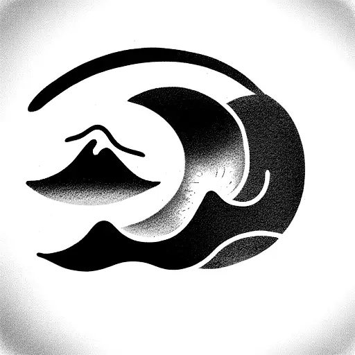 ocean wave & mountain tattoo design idea