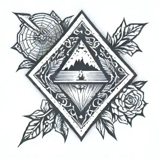 A geometric design incorporating triangles and diamonds inspired by the client's love for disc golf tattoo design idea