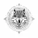 Lone Wolf in Space Aztec style tattoo design idea