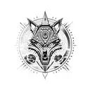 Lone Wolf in Space Aztec style tattoo design idea