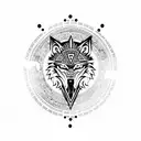 Lone Wolf in Space Aztec style tattoo design idea