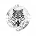 Lone Wolf in Space Aztec style tattoo design idea