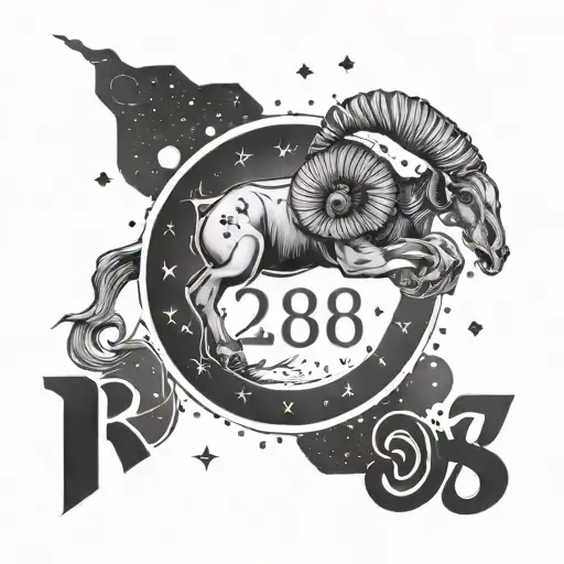 zodiac sign Aries with constellation March and the date 29.03.1988 tattoo design idea