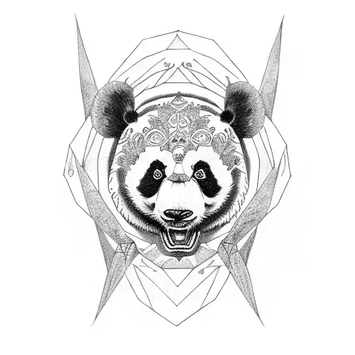angry panda bites ouroboros tattoo design idea