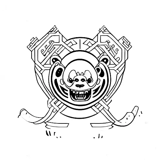 angry panda bites ouroboros tattoo design idea
