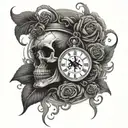 stoic  clock skull tattoo design idea