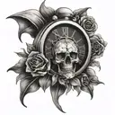 stoic  clock skull tattoo design idea