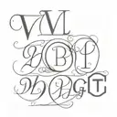 Words put in order one under another with starting letters:D,V,G,P,TS tattoo design idea