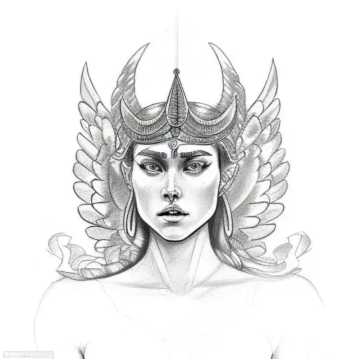A sketch-style tattoo of Nike, the goddess of victory, capturing her dynamic and powerful presence tattoo design idea