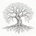 A tree with roots shaped like interconnected hearts, symbolizing the importance of love and friendship in life's journey tattoo design idea