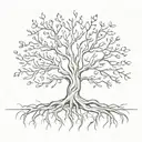 A tree with roots shaped like interconnected hearts, symbolizing the importance of love and friendship in life's journey tattoo design idea