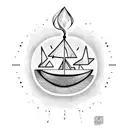 a boat on fire, burn the boats tattoo design idea